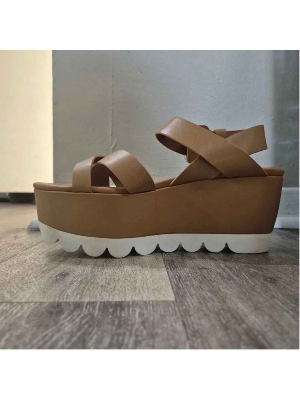 Women's See By Chloé Brown & White Wedge Sandals Size 9.5